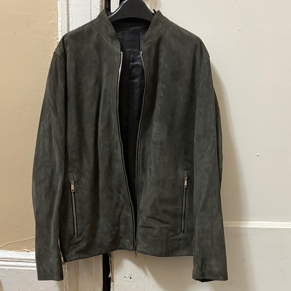 Theory Men's Dark Green Suede Jacket Size S